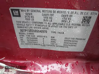 2014 GMC Sierra 1500 SLT with VIN 3GTP1VEC5EG542970, listed as a IAAI auction lot 41551962 with 165,740 mi miles and . Bid and sale history available at DreamBid. Image 9.