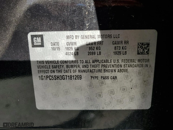 2016 Chevrolet Cruze Limited LS with VIN 1G1PC5SH3G7181269, listed as a Copart auction lot 80732384 with 93,233 mi miles and Clean Title. Bid and sale history available at carsss.com. Image 12.