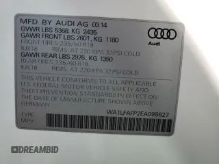 2014 Audi Q5 Premium Plus with VIN WA1LFAFP2EA098627, listed as a Copart auction lot 53249185 with 225,246 mi miles and Salvage Title. Bid and sale history available at carsss.com. Image 13.