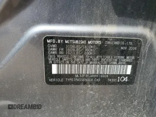 2017 Mitsubishi Mirage ES with VIN ML32F3FJ4HHF16924, listed as a Copart auction lot 59278355 with 55,021 mi miles and Salvage title. Bid and sale history available at DreamBid. Image 12.