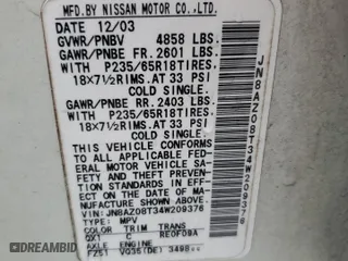 2004 Nissan Murano SL with VIN JN8AZ08T34W209376, listed as a Copart auction lot 77677354 with 118,773 mi miles and Salvage Title. Bid and sale history available at carsss.com. Image 14.