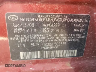 2009 Hyundai Sonata GLS z VIN 5NPET46C09H502335, wystawiony jako Copart lot #58432685 z przebiegiem 146 642 mil mil oraz Szkoda całkowita • Salvage title. Historia ofert i sprzedaży dostępna na DreamBid. Obrazek 13.