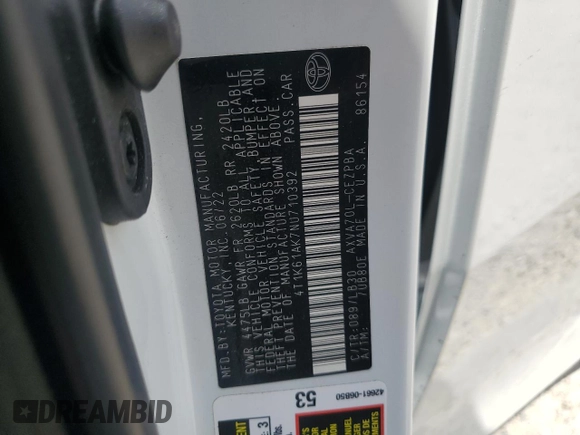 2022 Toyota Camry XSE z VIN 4T1K61AK7NU710392, wystawiony jako Copart lot #55486215 z przebiegiem 49 732 mil mil oraz Szkoda całkowita • Salvage title. Historia ofert i sprzedaży dostępna na DreamBid. Obrazek 12.