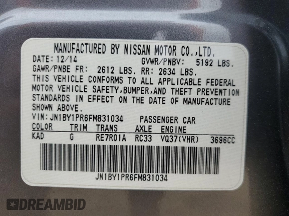 2015 Infiniti Q70 z VIN JN1BY1PR6FM831034, wystawiony jako Copart lot #51889835 z przebiegiem 128 220 mil mil oraz Szkoda całkowita • Salvage title. Historia ofert i sprzedaży dostępna na DreamBid. Obrazek 13.