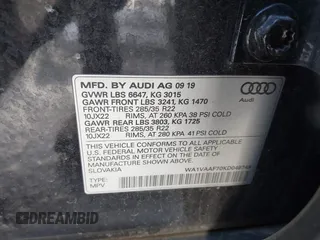 2019 Audi Q7 Prestige with VIN WA1VAAF70KD049749, listed as a IAAI auction lot 41553368 with 88,621 mi miles. Bid and sale history available at carsss.com. Image 9.