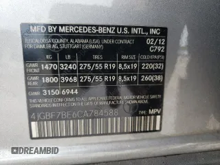 2012 Mercedes-Benz GL-Class GL 450 with VIN 4JGBF7BE6CA784588, listed as a Copart auction lot 74223144 with 293,636 mi miles and Salvage Title. Bid and sale history available at carsss.com. Image 13.