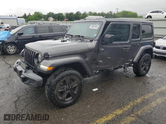 2020 Jeep Wrangler Unlimited Sahara Altitude with VIN 1C4HJXEM5LW293741, listed as a Copart auction lot 58801565 with 97,460 mi miles and Salvage title. Bid and sale history available at DreamBid. Image 1.
