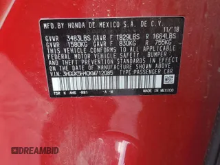 2019 Honda Fit LX with VIN 3HGGK5H40KM712085, listed as a Copart auction lot 63646395 with 37,270 mi miles and Salvage title. Bid and sale history available at DreamBid. Image 12.