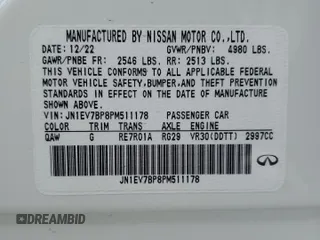 2023 Infiniti Q50 Luxe with VIN JN1EV7BP8PM511178, listed as a Copart auction lot 42441725 with 26,861 mi miles and Salvage Title. Bid and sale history available at DreamBid. Image 12.