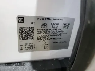 2023 Chevrolet Tahoe Z71 with VIN 1GNSKPKD0PR336725, listed as a Copart auction lot 57289895 with Not provided miles and Salvage title. Bid and sale history available at DreamBid. Image 14.