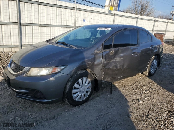 2013 Honda Civic Sdn LX with VIN 19XFB2F58DE058387, listed as a Copart auction lot 50608665 with 186,306 mi miles and Salvage Title. Bid and sale history available at carsss.com. Image 1.