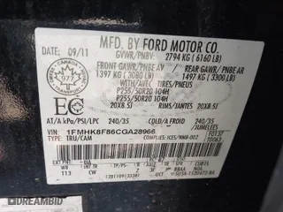 2012 Ford Explorer Limited with VIN 1FMHK8F86CGA28966, listed as a IAAI auction lot 42046366 with 184,292 mi miles. Bid and sale history available at carsss.com. Image 9.