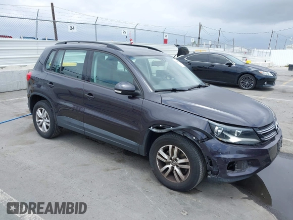 2016 Volkswagen Tiguan S with VIN WVGBV7AX6GW558257, listed as a IAAI auction lot 42185141 with 107,894 mi miles and . Bid and sale history available at DreamBid. Image 1.