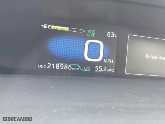 2019 Toyota Prius L Eco with VIN JTDKARFU9K3075219, listed as a IAAI auction lot 42113323 with 218,986 mi miles. Bid and sale history available at carsss.com. Image 7.