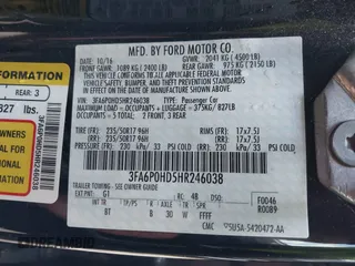 2017 Ford Fusion SE with VIN 3FA6P0HD5HR246038, listed as a IAAI auction lot 41985150 with 144,499 mi miles. Bid and sale history available at carsss.com. Image 9.
