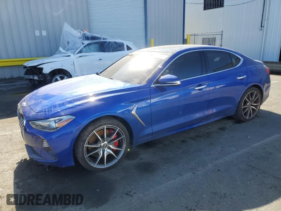 2019 Genesis G70 Advanced with VIN KMTG34LE2KU017061, listed as a Copart auction lot 46346405 with 95,592 mi miles and Salvage title. Bid and sale history available at DreamBid. Image 1.