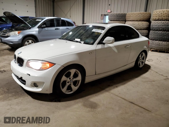 2012 BMW 1 Series 128i with VIN WBAUP9C58CVL91704, listed as a Copart auction lot 51833175 with 88,129 mi miles and Clean title. Bid and sale history available at DreamBid. Image 1.