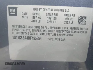 2013 Chevrolet Malibu LT with VIN 1G11C5SA4DF195854, listed as a IAAI auction lot 42081231 with 115,180 mi miles and . Bid and sale history available at DreamBid. Image 9.