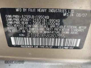2008 Subaru Impreza i z VIN JF1GH61658G807555, wystawiony jako IAAI lot #42124560 z przebiegiem 76 860 mil mil oraz . Historia ofert i sprzedaży dostępna na DreamBid. Obrazek 9.