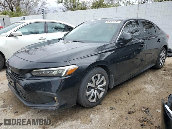 2022 Honda Civic Sedan LX with VIN 2HGFE2F27NH532429, listed as a Copart auction lot 48267654 with 50,912 mi miles and Salvage Title. Bid and sale history available at carsss.com. Image 1.