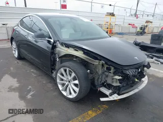 2018 Tesla Model 3 Long Range Battery with VIN 5YJ3E1EA4JF177966, listed as a IAAI auction lot 41920453 with 115,585 mi miles. Bid and sale history available at carsss.com. Image 1.