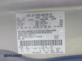 2006 Ford Explorer Limited с VIN 1FMEU75876UA58332, выставлен на аукционе IAAI как лот 41804700 с пробегом 158 388 миль миль и . История ставок и продаж доступна на DreamBid. Изображение 9.