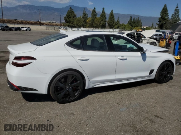 2023 Genesis G70 3.3T with VIN KMTG54TE3PU124511, listed as a Copart auction lot 74132184 with 2,534 mi miles and Salvage Title. Bid and sale history available at DreamBid. Image 3.