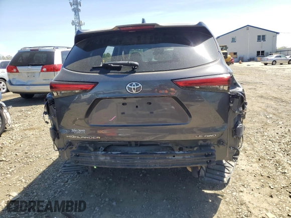2020 Toyota Highlander LE with VIN 5TDBZRBH0LS010616, listed as a Copart auction lot 54937455 with 77,606 mi miles and Salvage title. Bid and sale history available at DreamBid. Image 6.