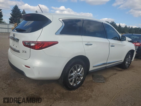 2013 Infiniti JX35 with VIN 5N1AL0MM1DC309792, listed as a Copart auction lot 73553234 with 110,637 mi miles and Salvage Title. Bid and sale history available at carsss.com. Image 3.