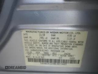 2008 Nissan Maxima 3.5 SE with VIN 1N4BA41E08C825463, listed as a Copart auction lot 60779694 with 143,191 mi miles and Clean Title. Bid and sale history available at carsss.com. Image 13.