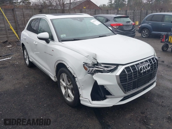2020 Audi Q3 S line Prestige z VIN WA1FECF32L1105422, wystawiony jako IAAI lot #41974815 z przebiegiem 27 627 mil mil oraz . Historia ofert i sprzedaży dostępna na DreamBid. Obrazek 1.