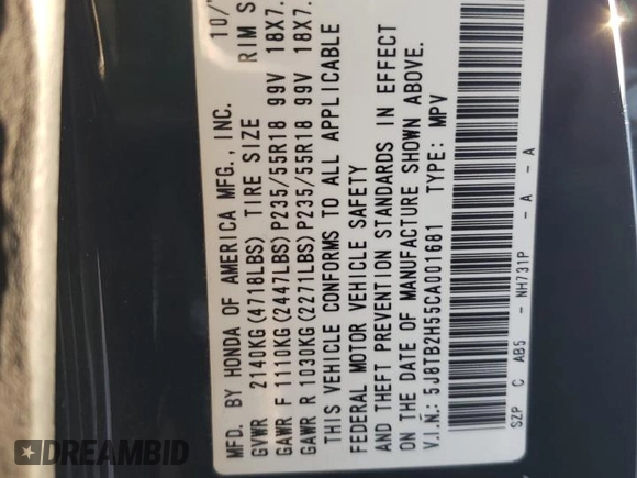 2012 Acura RDX Tech Pkg with VIN 5J8TB2H55CA001681, listed as a Copart auction lot 87291444 with 157,377 mi miles and Clean Title. Bid and sale history available at carsss.com. Image 13.