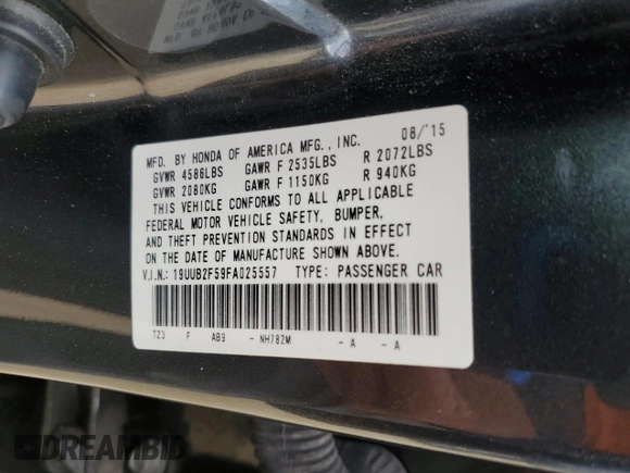 2015 Acura TLX Technology z VIN 19UUB2F59FA025557, wystawiony jako Copart lot #54738445 z przebiegiem 96 190 mil mil oraz Szkoda całkowita • Salvage title. Historia ofert i sprzedaży dostępna na DreamBid. Obrazek 12.