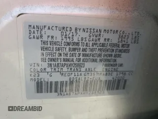 2017 Nissan Sentra S z VIN 3N1AB7APXHY258923, wystawiony jako Copart lot #59006785 z przebiegiem 89 299 mil mil oraz Szkoda całkowita • Salvage title. Historia ofert i sprzedaży dostępna na DreamBid. Obrazek 12.