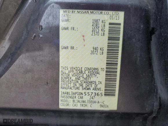 2013 Nissan Altima 3.5 SL with VIN 1N4BL3AP1DN557365, listed as a Copart auction lot 50972475 with 135,703 mi miles and Salvage Title. Bid and sale history available at carsss.com. Image 15.
