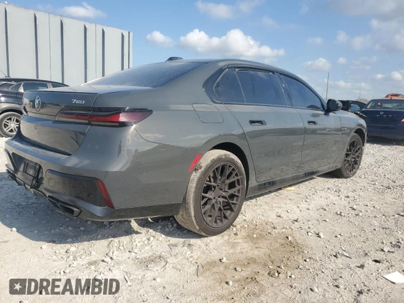 2023 BMW 7 Series 760i xDrive with VIN WBA33EJ09PCM54270, listed as a Copart auction lot 56201195 with 39,708 mi miles and Salvage title. Bid and sale history available at DreamBid. Image 3.