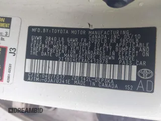 2010 Toyota Corolla with VIN 2T1BU4EEXAC413978, listed as a IAAI auction lot 41953898 with 121,676 mi miles. Bid and sale history available at carsss.com. Image 9.