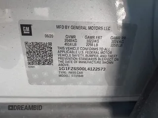 2020 Chevrolet Bolt EV Premier with VIN 1G1FZ6S00L4122573, listed as a IAAI auction lot 41624511 with 60,782 mi miles. Bid and sale history available at carsss.com. Image 9.