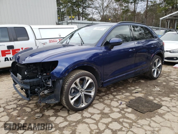 2021 Audi Q3 S line Premium Plus with VIN WA1EECF37M1113609, listed as a Copart auction lot 69698812 with 14,380 mi miles. Bid and sale history available at carsss.com. Image 1.