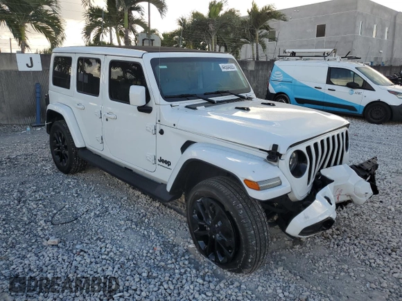 2023 Jeep Wrangler Sahara with VIN 1C4HJXEN3PW634598, listed as a Copart auction lot 44504005 with 17,548 mi miles and Salvage Title. Bid and sale history available at carsss.com. Image 4.