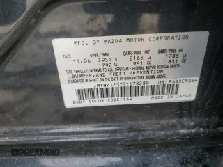 2007 Mazda 3 s Touring with VIN JM1BK323771678289, listed as a Copart auction lot 51510095 with Not Provided miles and Clean Title. Bid and sale history available at carsss.com. Image 12.