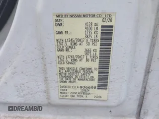 2020 Nissan NV Cargo S с VIN 1N6BF0LY1LN806698, выставлен на аукционе IAAI как лот 42432400 с пробегом 174 673 миль миль и . История ставок и продаж доступна на DreamBid. Изображение 9.