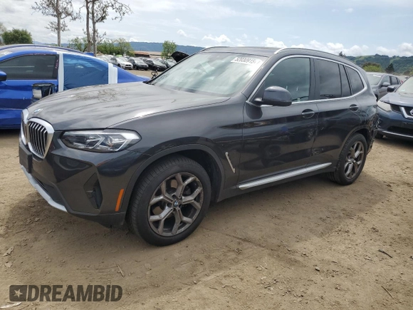 2022 BMW X3 xDrive30i with VIN 5UX53DP02N9J49988, listed as a Copart auction lot 52030915 with 32,916 mi miles and Salvage Title. Bid and sale history available at DreamBid. Image 1.