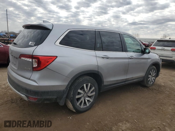 2021 Honda Pilot EX-L with VIN 5FNYF6H5XMB102899, listed as a Copart auction lot 48393705 with 29,774 mi miles and Salvage Title. Bid and sale history available at DreamBid. Image 3.