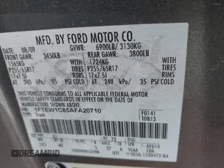 2010 Ford F-150 XL with VIN 1FTEW1C85AFA20710, listed as a IAAI auction lot 41309998 with 240,085 mi miles. Bid and sale history available at carsss.com. Image 9.