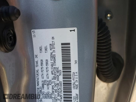 2016 Toyota Tundra 4WD Truck Platinum with VIN 5TFAW5F19GX516665, listed as a Copart auction lot 82932694 with 146,222 mi miles and Salvage Title. Bid and sale history available at carsss.com. Image 12.