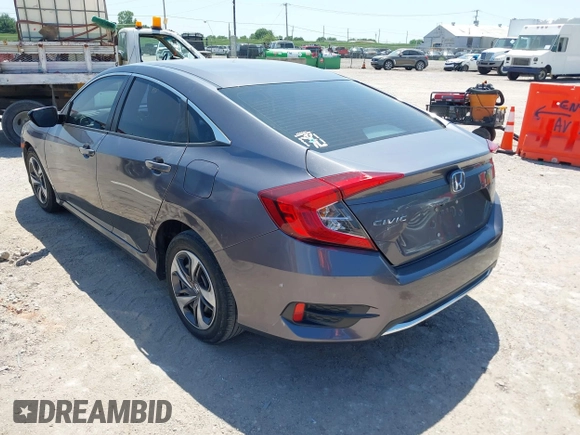 2019 Honda Civic Sedan LX with VIN 19XFC2F63KE025722, listed as a IAAI auction lot 42045594 with 57,290 mi miles. Bid and sale history available at carsss.com. Image 3.