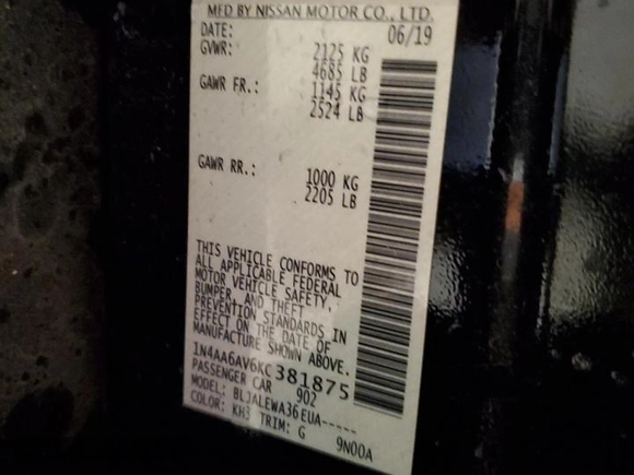 2019 Nissan Maxima S z VIN 1N4AA6AV6KC381875, wystawiony jako Copart lot #48138745 z przebiegiem 52 308 mil mil oraz Szkoda całkowita • Salvage title. Historia ofert i sprzedaży dostępna na DreamBid. Obrazek 12.