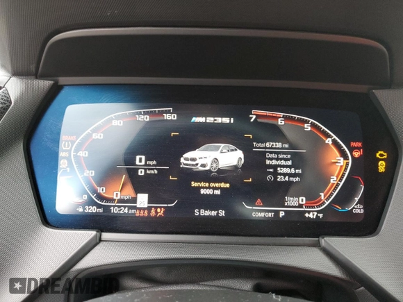 2020 BMW 2 Series M235i xDrive with VIN WBA13AL07L7G06064, listed as a Copart auction lot 42617345 with 67,338 mi miles and Salvage Title. Bid and sale history available at carsss.com. Image 9.