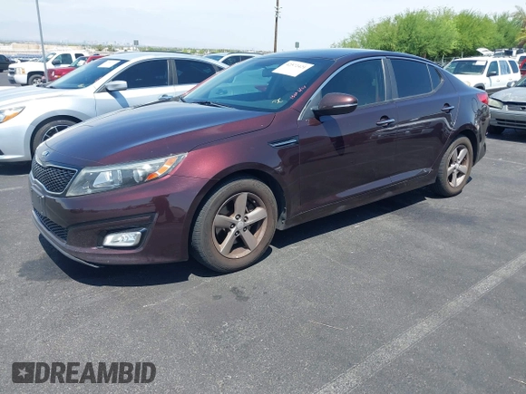 2014 Kia Optima LX with VIN 5XXGM4A77EG303496, listed as a IAAI auction lot 42572421 with 117,151 mi miles and . Bid and sale history available at DreamBid. Image 2.
